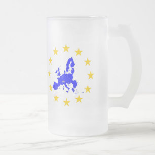 Caneca De Cerveja Vidro Jateado Cartão da união Européia com círculo de estrela
