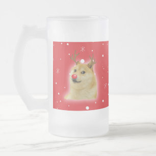 Caneca De Cerveja Vidro Jateado Cartão de Natal do Meme do Cachorro Dogright Doggo