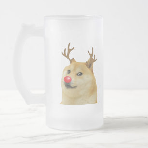 Caneca De Cerveja Vidro Jateado Cartão de Natal do Meme do Cachorro Dogright Doggo