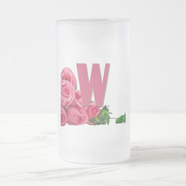 Caneca De Cerveja Vidro Jateado Cartas de Amor "W"  (Centro)