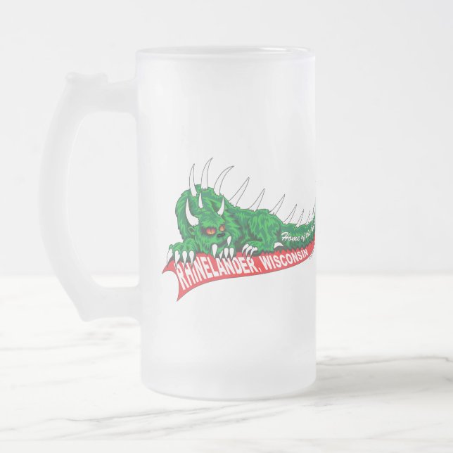 Caneca De Cerveja Vidro Jateado Casa do Hodag Rhinelander WI (Esquerda)