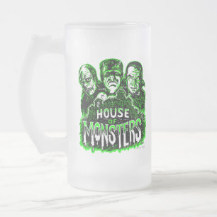 Caneca De Cerveja Vidro Jateado Casa dos Monstros - horror clássico