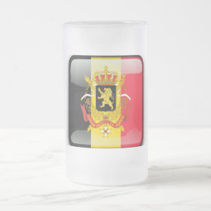 Caneca De Cerveja Vidro Jateado Casaco de armas belga