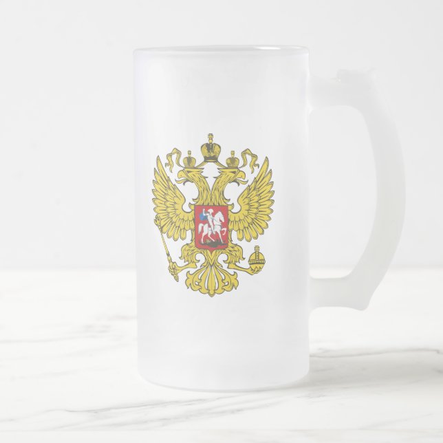 Caneca De Cerveja Vidro Jateado Casaco de armas da Federação Russa (Direita)