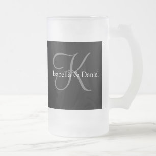 Caneca De Cerveja Vidro Jateado Casamento Oferece Monogramas de Mug