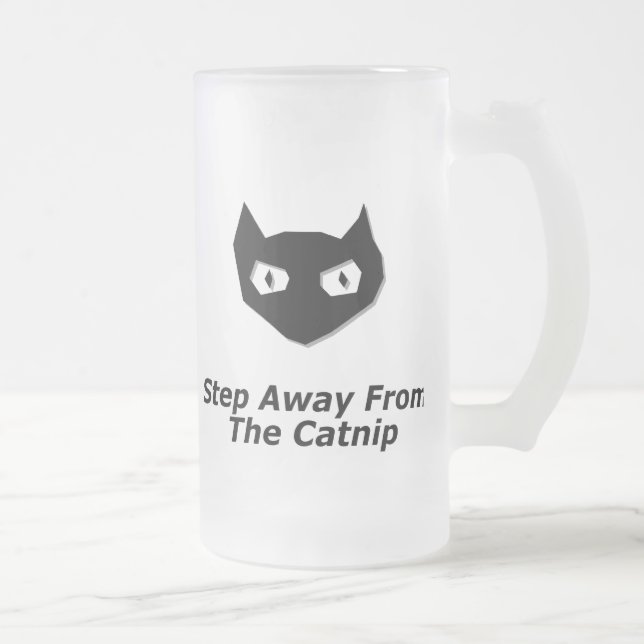 Caneca De Cerveja Vidro Jateado Cat Boo Afasta-Se Do Catnip (Direita)