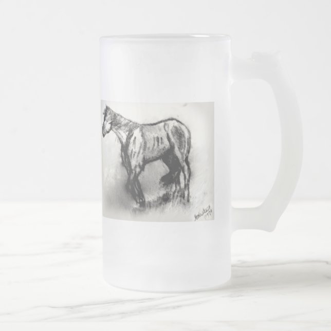 Caneca De Cerveja Vidro Jateado Cavalo de vagueamento (Direita)