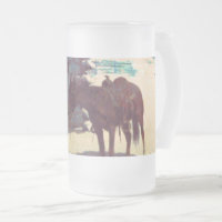 Cavalo e vaqueiro de inverno neve