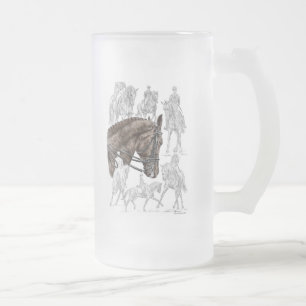 Caneca De Cerveja Vidro Jateado Cavalos de Dressagem Coletados FEI