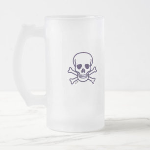 Caneca De Cerveja Vidro Jateado Caveira n Osso fosco