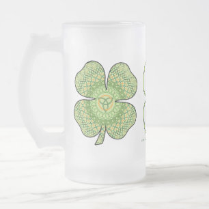 Caneca De Cerveja Vidro Jateado Celtic Shamrock