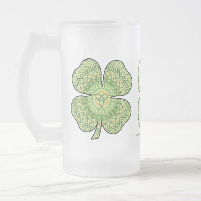 Caneca De Cerveja Vidro Jateado Celtic Shamrock (Esquerda)