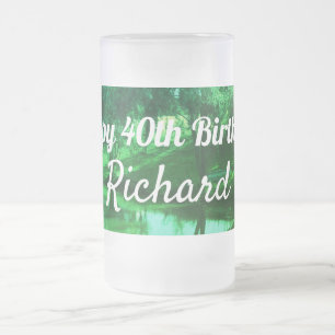 Caneca De Cerveja Vidro Jateado cena aniversário de 40 anos Rural