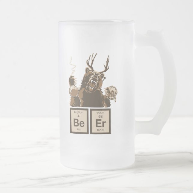 Caneca De Cerveja Vidro Jateado Cerveja descoberta da química urso engraçado (Direita)