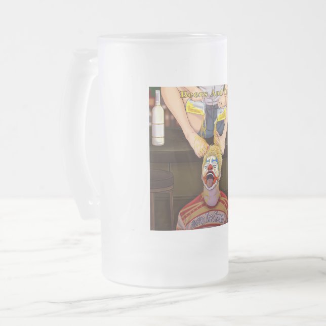 Caneca De Cerveja Vidro Jateado Cerveja E Dedos (Frente Esquerda)