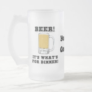 Caneca De Cerveja Vidro Jateado Cerveja! É o que há para Jantar com seu texto