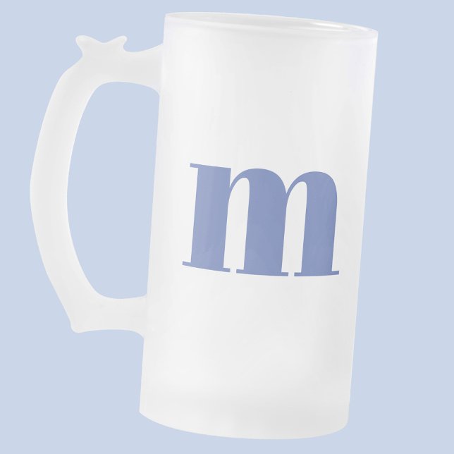 Caneca De Cerveja Vidro Jateado Cerveja Inicial do Monograma Moderno (Simple modern lower case personalized initial monogram frosted glass beer mug)
