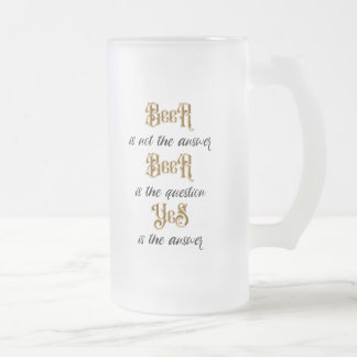 Caneca De Cerveja Vidro Jateado "Cerveja não é a resposta" Monograma