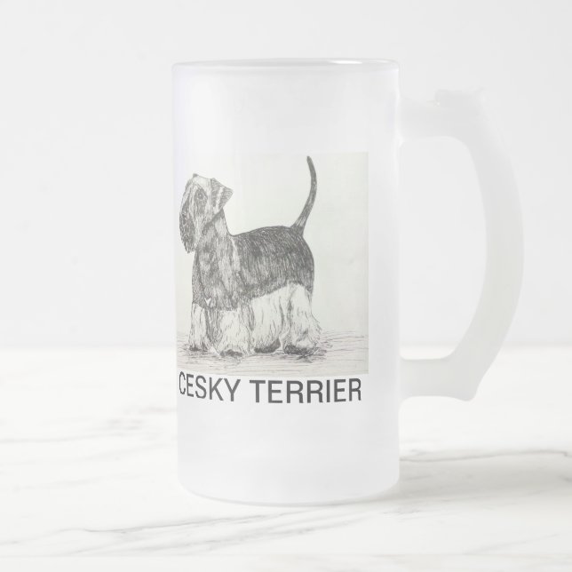 Caneca De Cerveja Vidro Jateado Cesky Terrier (Direita)