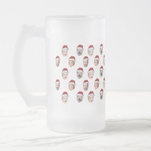 Caneca De Cerveja Vidro Jateado Chapéu de Papai Noel Rosto da Família Personalizad