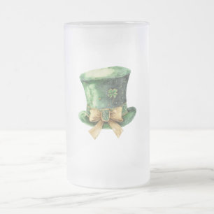 Caneca De Cerveja Vidro Jateado Chapéu do Dia de São Patrício com Lantejoula Doura