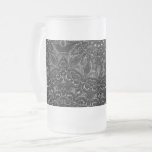 Caneca De Cerveja Vidro Jateado Charcarvão Mandala