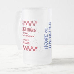 Caneca De Cerveja Vidro Jateado Checkerboard Lounge Chicago
