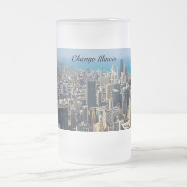 Caneca De Cerveja Vidro Jateado Chicago De Acima Do Fosco Mug (Centro)