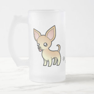 Caneca De Cerveja Vidro Jateado Chihuahua dos desenhos animados (alise o casaco)
