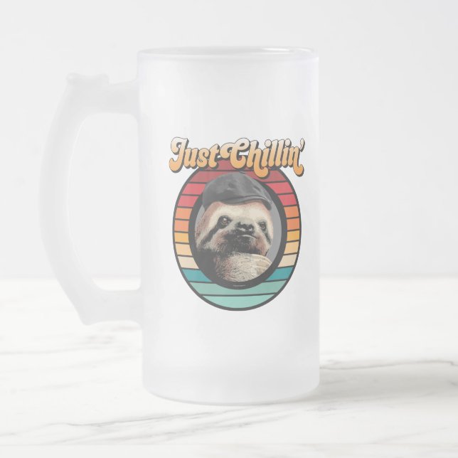 Caneca De Cerveja Vidro Jateado Chillin’ Sloth (Esquerda)