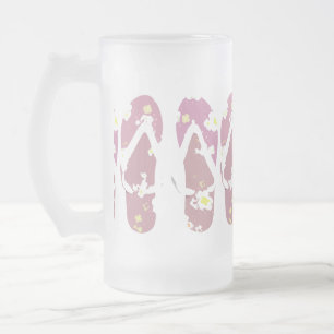 Caneca De Cerveja Vidro Jateado Chinelos rosa