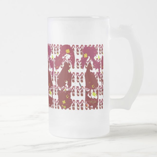 Caneca De Cerveja Vidro Jateado Chinelos vermelho (Direita)