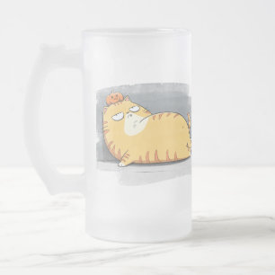 Caneca De Cerveja Vidro Jateado Chubby Cat Coffee Companion Mug
