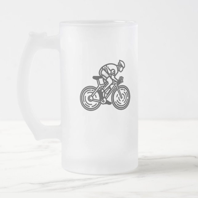 Caneca De Cerveja Vidro Jateado ciclista de velocidade (Esquerda)