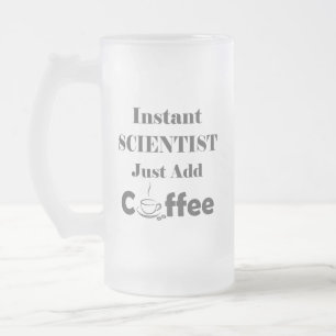 Caneca De Cerveja Vidro Jateado Cientista Instantâneo Apenas adicione café