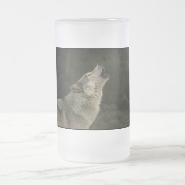 Caneca De Cerveja Vidro Jateado Cinza Wolf (Centro)