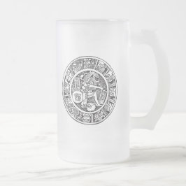 Caneca De Cerveja Vidro Jateado Círculo maia, hieroglyph mexicano (Maya)