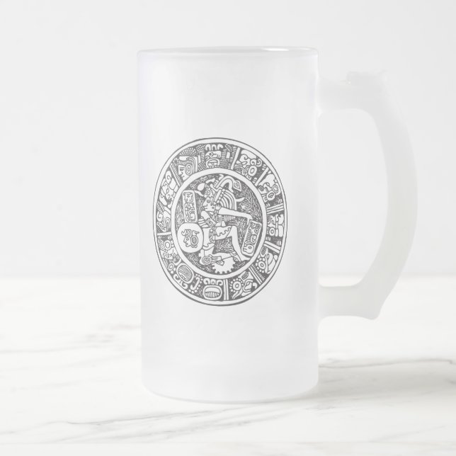 Caneca De Cerveja Vidro Jateado Círculo maia, hieroglyph mexicano (Maya) (Direita)