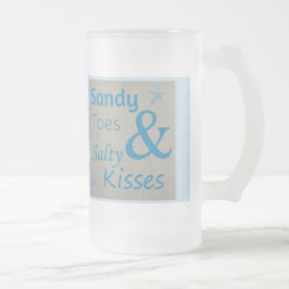 Caneca De Cerveja Vidro Jateado Citação de Sandy Toes e Salty Kisses Beach Life