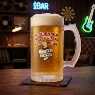 Caneca De Cerveja Vidro Jateado Citação Divertida de Marido - Reze por Mim
