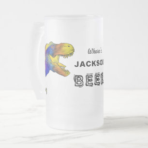 Caneca De Cerveja Vidro Jateado Citação engraçada de festa de solteiro T-Rex perso