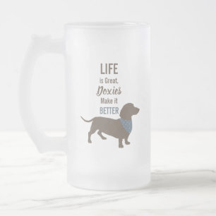 Caneca De Cerveja Vidro Jateado Citação personalizada de Dachshund Silhouette mi