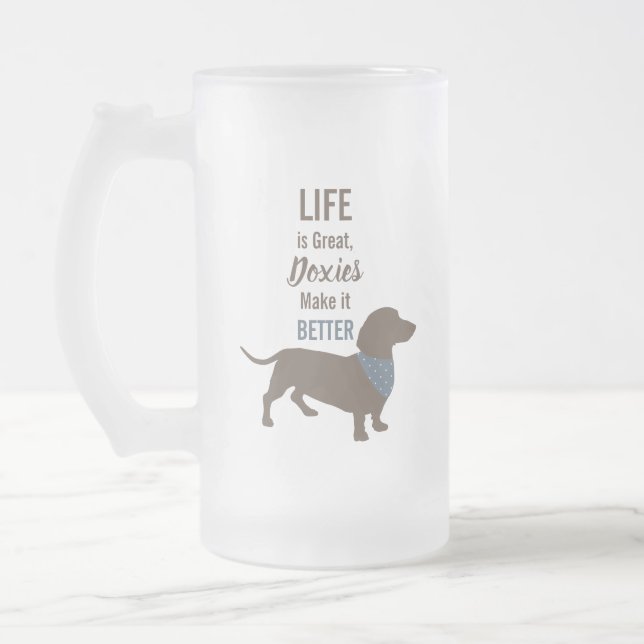 Caneca De Cerveja Vidro Jateado Citação personalizada de Dachshund Silhouette mini (Esquerda)