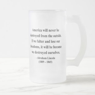 Caneca De Cerveja Vidro Jateado Citações 1a de Abraham Lincoln