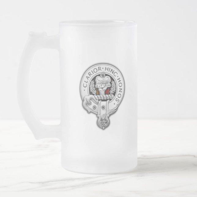 Caneca De Cerveja Vidro Jateado Clan Buchanan Crest & Tartan (Esquerda)