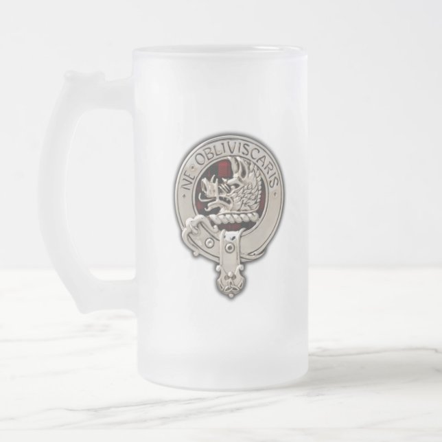 Caneca De Cerveja Vidro Jateado Clan Campbell Crest & Armaddie Tartan (Esquerda)