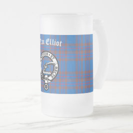 Caneca De Cerveja Vidro Jateado Clan Elliot Crest Crachá & Tartan