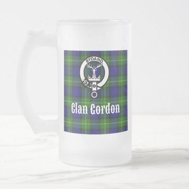 Caneca De Cerveja Vidro Jateado Clan Gordon Tartan Crest (Esquerda)