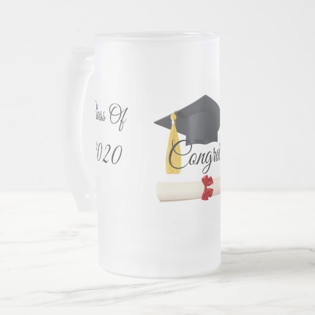 Caneca De Cerveja Vidro Jateado Classe De Graduação De 2020 (Frente Esquerda)