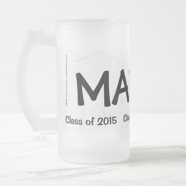 Caneca De Cerveja Vidro Jateado Classe de Mug de Graduação 2015 (Esquerda)